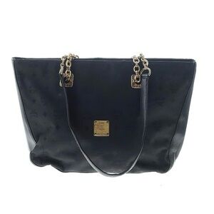 MCM Black Monogram Visetos Chain Tote Bag